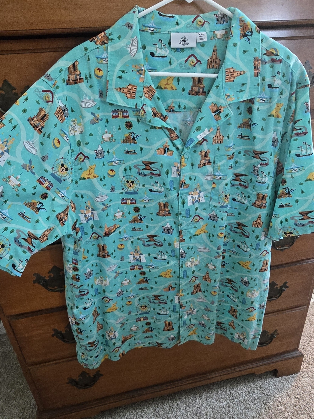 Men's Turquoise Printed DISNEYLAND Shirt
